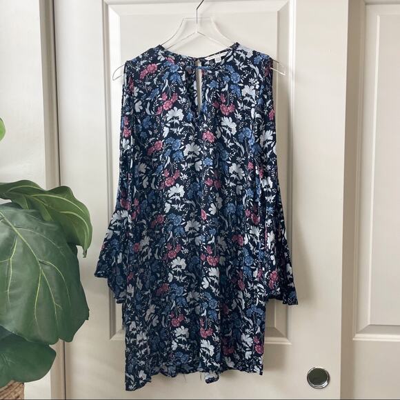 American Eagle Outfitters Floral Cold Shoulder Dress Long Sleeve Medium - Picture 1 of 10